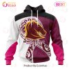 NRL Brisbane Broncos Custom Name Number Fight Cancer Pullover Hoodie