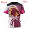 NRL Brisbane Broncos Custom Name Number Fight Cancer T-Shirt