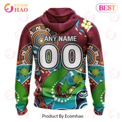 Alternative view of NRL Brisbane Broncos Custom Name Number Special Design NAIDOC Zip Up Hoodie