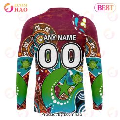 Alternative view of NRL Brisbane Broncos Custom Name Number Special Design NAIDOC Sweatshirt
