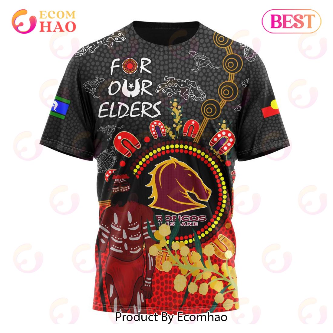 NRL Brisbane Broncos Custom Name Number Special Edition NAIDOC T-Shirt
