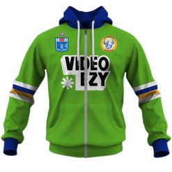 NRL Canberra Raiders Custom Name Number 1990 Vintage Retro Heritage Jersey Zip Up Hoodie