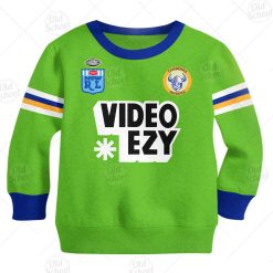 NRL Canberra Raiders Custom Name Number 1990 Vintage Retro Jersey Kids Sweatshirt