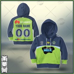 NRL Canberra Raiders Custom Name Number 2021 Home Jersey Kids Pullover Hoodie
