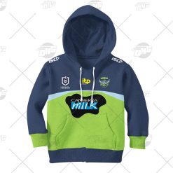 Alternative view of NRL Canberra Raiders Custom Name Number 2021 Home Jersey Kids Pullover Hoodie
