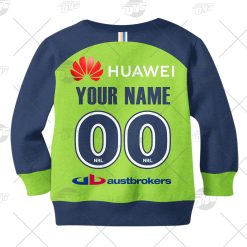 Alternative view of NRL Canberra Raiders Custom Name Number 2021 Home Jersey Kids Sweatshirt