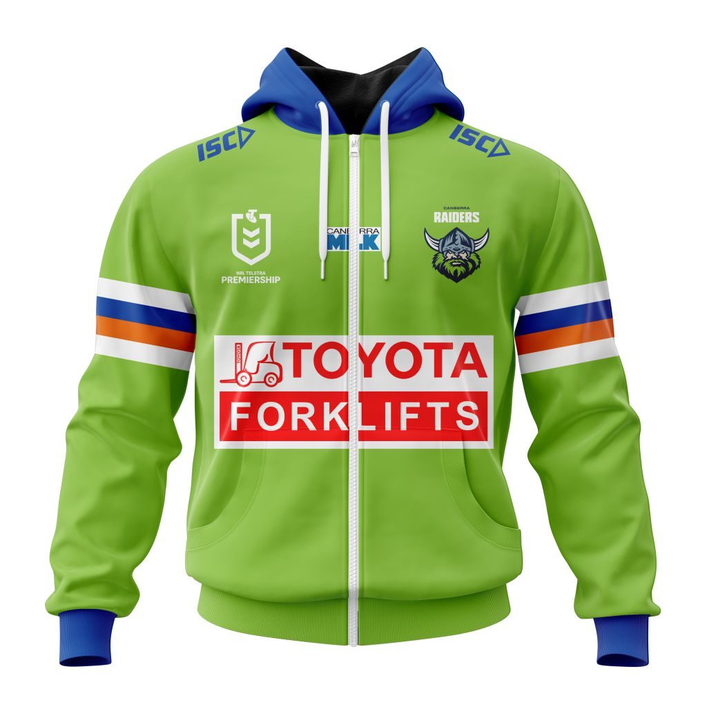 NRL Canberra Raiders Custom Name Number 2023 Home Jersey Zip Up Hoodie