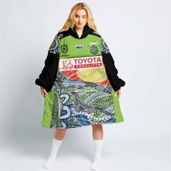 NRL Canberra Raiders Custom Name Number 2023 Indigenous Jersey Fleece Oodie