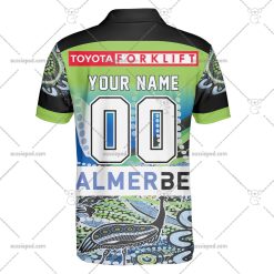 Alternative view of NRL Canberra Raiders Custom Name Number 2023 Indigenous Jersey Polo Shirt