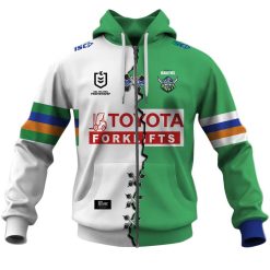 NRL Canberra Raiders Custom Name Number 2023 Mix Jersey V2 Zip Up Hoodie