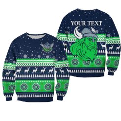 NRL Canberra Raiders Custom Text Christmas Indigenous Kids Sweatshirt