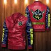 NRL Canberra Raiders Red Navy Blue Leather Bomber Jacket