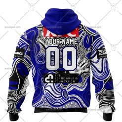 Alternative view of NRL Canterbury-Bankstown Bulldogs Custom Name Number 2023 Indigenous Jersey Zip Up Hoodie