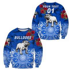 NRL Canterbury-Bankstown Bulldogs Custom Name Number ANZAC Day Indigenous Kids Sweatshirt