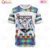 NRL Canterbury-Bankstown Bulldogs Custom Name Number Autism Awareness T-Shirt