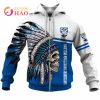 NRL Canterbury-Bankstown Bulldogs Custom Name Number Native Skull Zip Up Hoodie