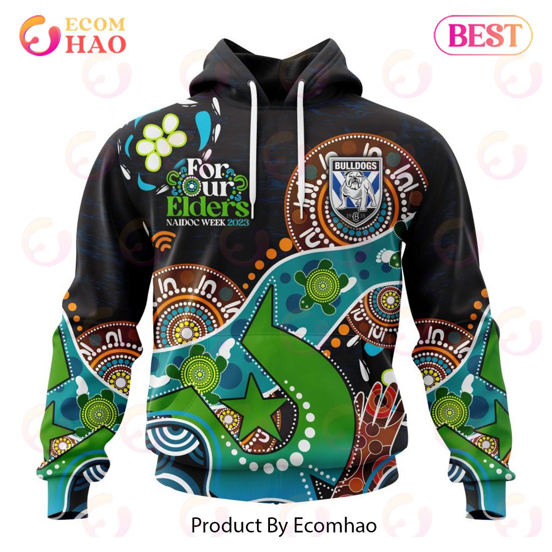 NRL Canterbury-Bankstown Bulldogs Custom Name Number Special Design NAIDOC Pullover Hoodie