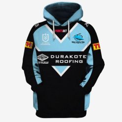 NRL Cronulla-Sutherland Sharks Custom Name Number 2019 Away Jersey Pullover Hoodie