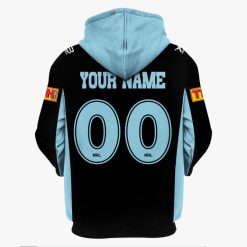 Alternative view of NRL Cronulla-Sutherland Sharks Custom Name Number 2019 Away Jersey Zip Up Hoodie