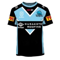 NRL Cronulla-Sutherland Sharks Custom Name Number 2019 Away Jersey T-Shirt