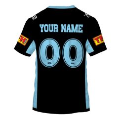 Alternative view of NRL Cronulla-Sutherland Sharks Custom Name Number 2019 Away Jersey T-Shirt