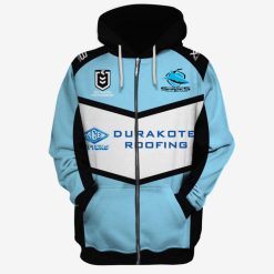 NRL Cronulla-Sutherland Sharks Custom Name Number 2019 Home Jersey Zip Up Hoodie