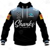 NRL Cronulla-Sutherland Sharks Custom Name Number 2021 Away Jersey Pullover Hoodie