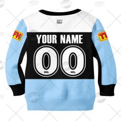 NRL Cronulla-Sutherland Sharks Custom Name Number 2021 Home Jersey Kids Sweatshirt - Image 2