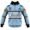 NRL Cronulla-Sutherland Sharks Custom Name Number 2021 Home Jersey Zip Up Hoodie