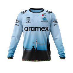 NRL Cronulla-Sutherland Sharks Custom Name Number 2022 ANZAC Day Jersey Sweatshirt