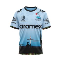 NRL Cronulla-Sutherland Sharks Custom Name Number 2022 ANZAC Day Jersey T-Shirt