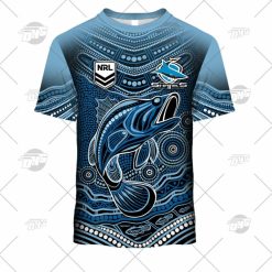 NRL Cronulla-Sutherland Sharks Custom Name Number 2022 Indigenous Fishing Jersey T-Shirt
