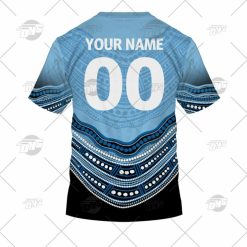 Alternative view of NRL Cronulla-Sutherland Sharks Custom Name Number 2022 Indigenous Fishing Jersey T-Shirt