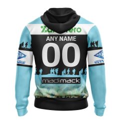 Alternative view of NRL Cronulla-Sutherland Sharks Custom Name Number 2023 ANZAC Day Jersey Pullover Hoodie