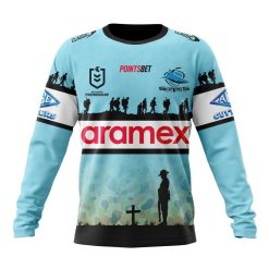 NRL Cronulla-Sutherland Sharks Custom Name Number 2023 ANZAC Day Jersey Sweatshirt
