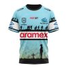 NRL Cronulla-Sutherland Sharks Custom Name Number 2023 ANZAC Day Jersey T-Shirt