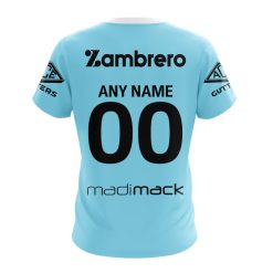 Alternative view of NRL Cronulla-Sutherland Sharks Custom Name Number 2023 Heritage Jersey T-Shirt