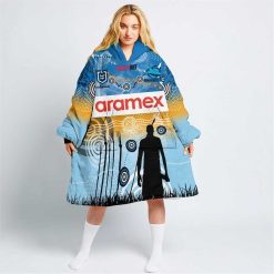 NRL Cronulla-Sutherland Sharks Custom Name Number 2023 Indigenous Jersey Fleece Oodie