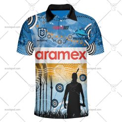 NRL Cronulla-Sutherland Sharks Custom Name Number 2023 Indigenous Jersey Polo Shirt