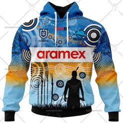 NRL Cronulla-Sutherland Sharks Custom Name Number 2023 Indigenous Jersey Pullover Hoodie