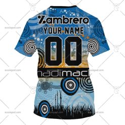 Alternative view of NRL Cronulla-Sutherland Sharks Custom Name Number 2023 Indigenous Jersey T-Shirt