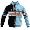 NRL Cronulla-Sutherland Sharks Custom Name Number 2023 Mix Jersey V2 Zip Up Hoodie
