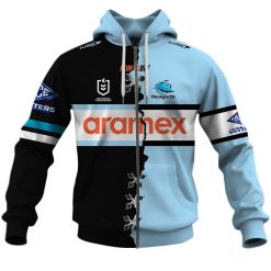 NRL Cronulla-Sutherland Sharks Custom Name Number 2023 Mix Jersey V2 Zip Up Hoodie