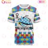 NRL Cronulla-Sutherland Sharks Custom Name Number Autism Awareness T-Shirt