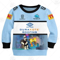 NRL Cronulla-Sutherland Sharks Custom Name Number x The Simpsons 2020 Halloween Jersey Kids Sweatshirt