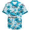NRL Cronulla-Sutherland Sharks Floral Custom Text Hawaiian Shirt