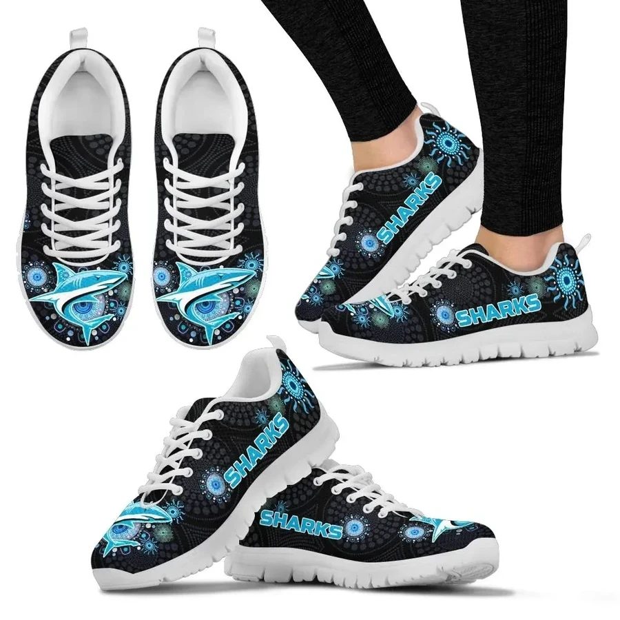 NRL Cronulla-Sutherland Sharks Indigenous Black Running Shoes
