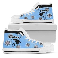 Alternative view of NRL Cronulla-Sutherland Sharks Simple Indigenous High Top Shoes