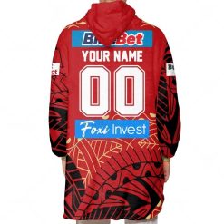 Alternative view of NRL Dolphins Custom Name Number 2023 Indigenous Jersey Fleece Oodie
