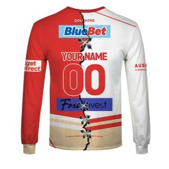 Alternative view of NRL Dolphins Custom Name Number 2023 Mix Jersey V2 Sweatshirt